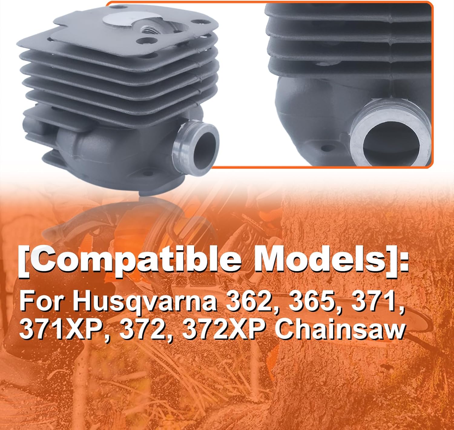 52mm Big Bore Top End For Husqvarna 372XP 365 371 362 365 Chainsaw Cylinder Part, Cylinder Piston Kit, Spark Plug, Decompression Valve, Needle Bearing, Cylinder Base, Crankcase Gasket