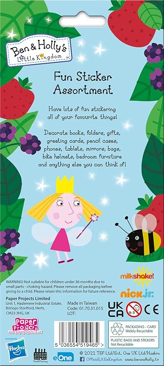 المشاريع الورقية حزمة ملصقات Ben & Holly's Little Kingdom Assortment | تتضمن 3 أنواع من الملصقات | مثالية للديكور و Scrapbooking ، أزرق ، 24.5 سم × 11 سم ( 01.70.31.015 )
