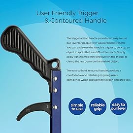 Sammons Preston Reacher, Blue, 26 Inch, Grabber Reacher Tool, Lightweight Trash Picker Grabber & Garden Nabber, Handy Aluminum Picker Up Tool & Reaching Claw, Portable Reaching Assist & Dressing Tool