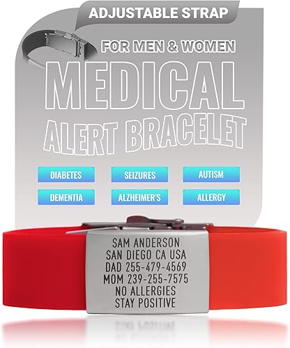 BRECK iD Pulsera de alerta médica personalizada PRO  Pulsera de alerta médica de silicona multicolor de alta calidad para hombres y mujeres