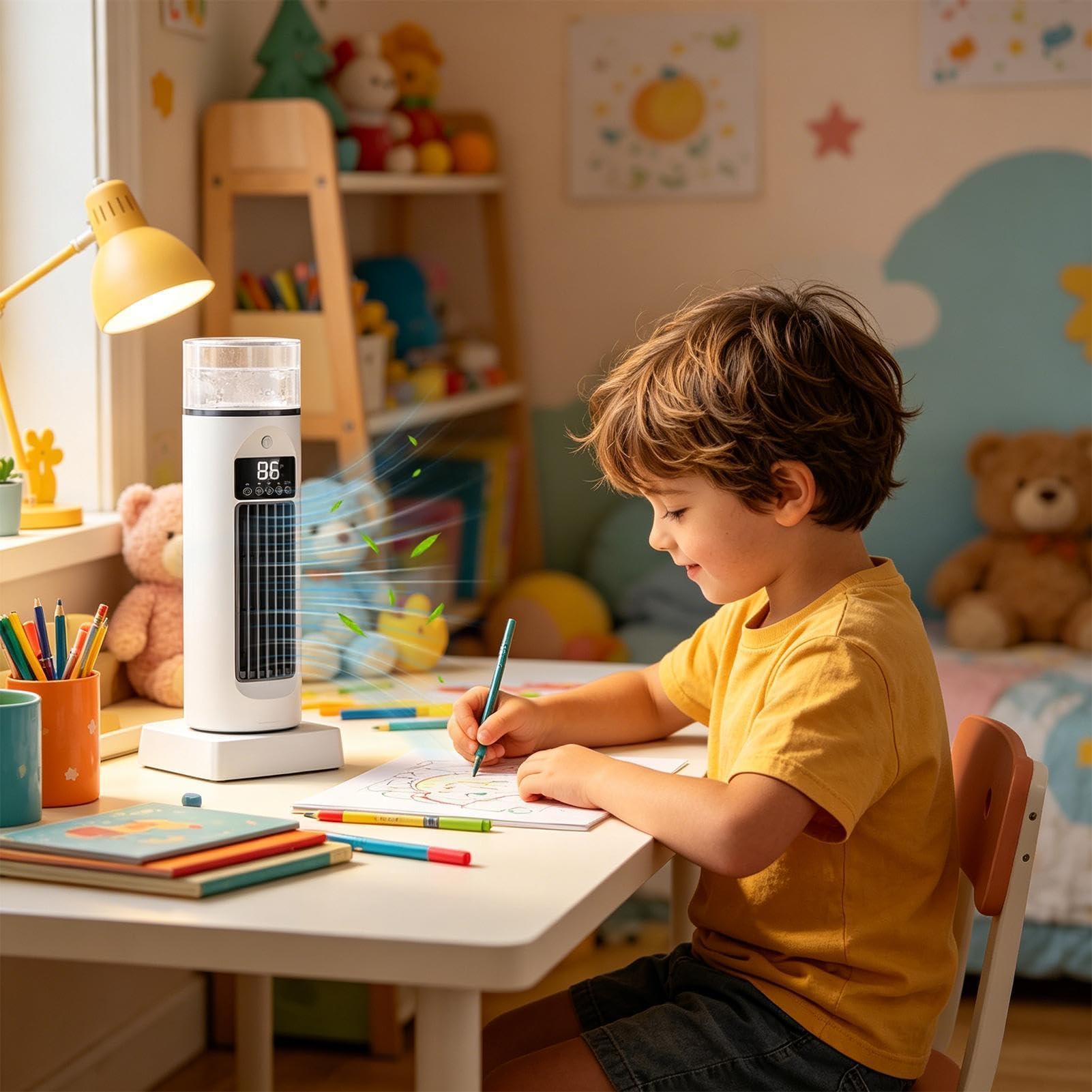 Ventilador De Torre Sobremesa Soplador Silencioso Sin Aspas 6 Velocidades | Ventilador Oscilante 110 Grados Para Dormitorio Para Hombres Mujeres Interior Escritorio Hogar Oficin