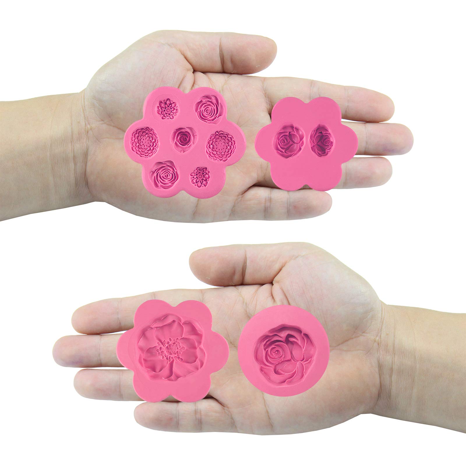 Sijiangmold Set di 7 stampi in silicone a forma di rosa, a forma di farfalla, per zucchero, cupcake, topper per torte, caramelle, cioccolato, pasta di gomma, argilla polimerica