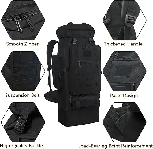 Miniatura 4 de Wesoke Mochila de senderismo de 80L para hombre, mochila Molle impermeable extra grande para viajes de gran tamaño para escalada y turismo,