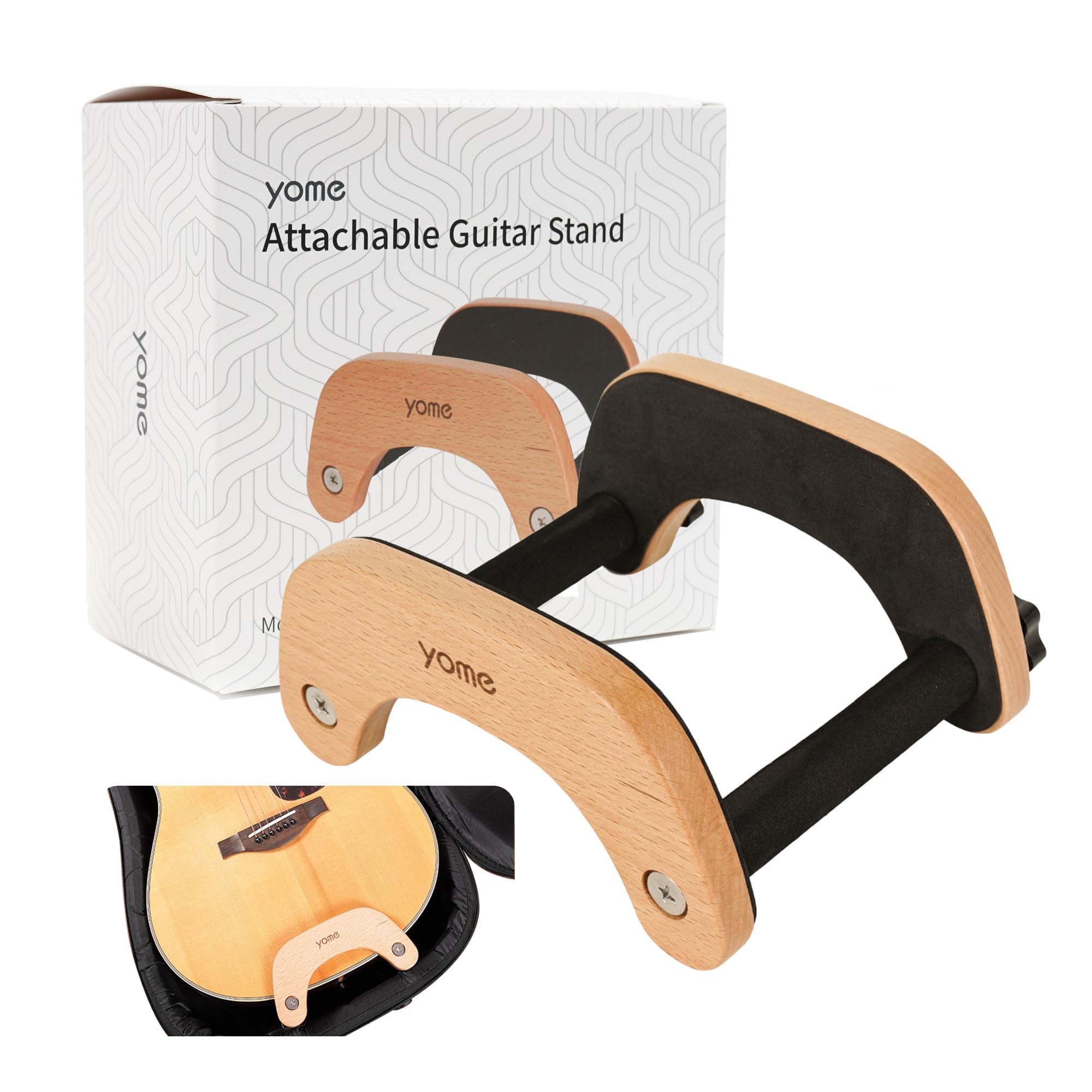 YOMEKASO Adjustable Acoustic Guitar Stand - Solid Wood Portable Floor Holder - Lightweight Travel Friendly Design for Classical/Nylon String Guitars (Not Suitable for Electric Guitars)