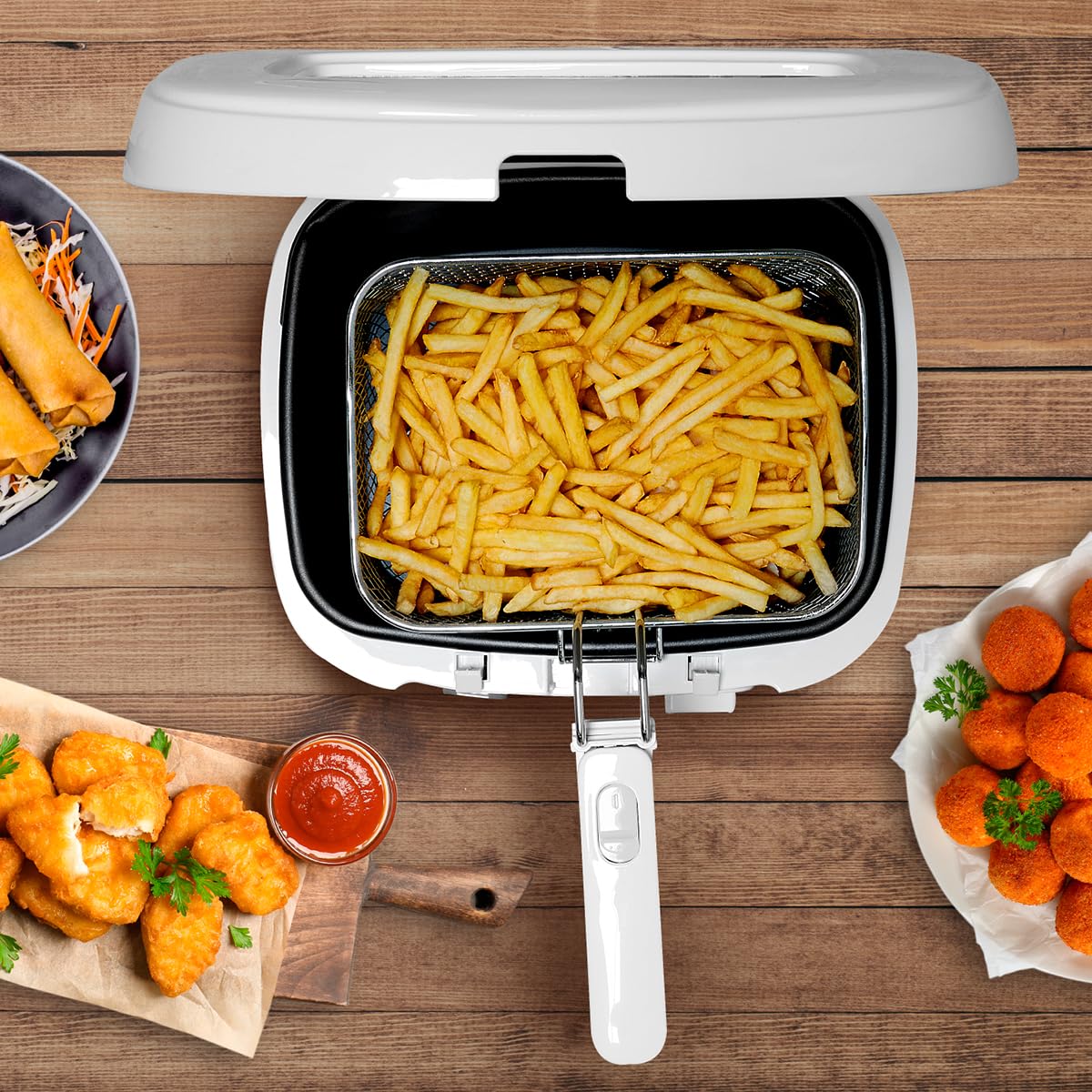 alpina Friteuse - Friteuse - 1800 Watt - 2,5 Litre - Jusqu'à 190ºC - Blanc