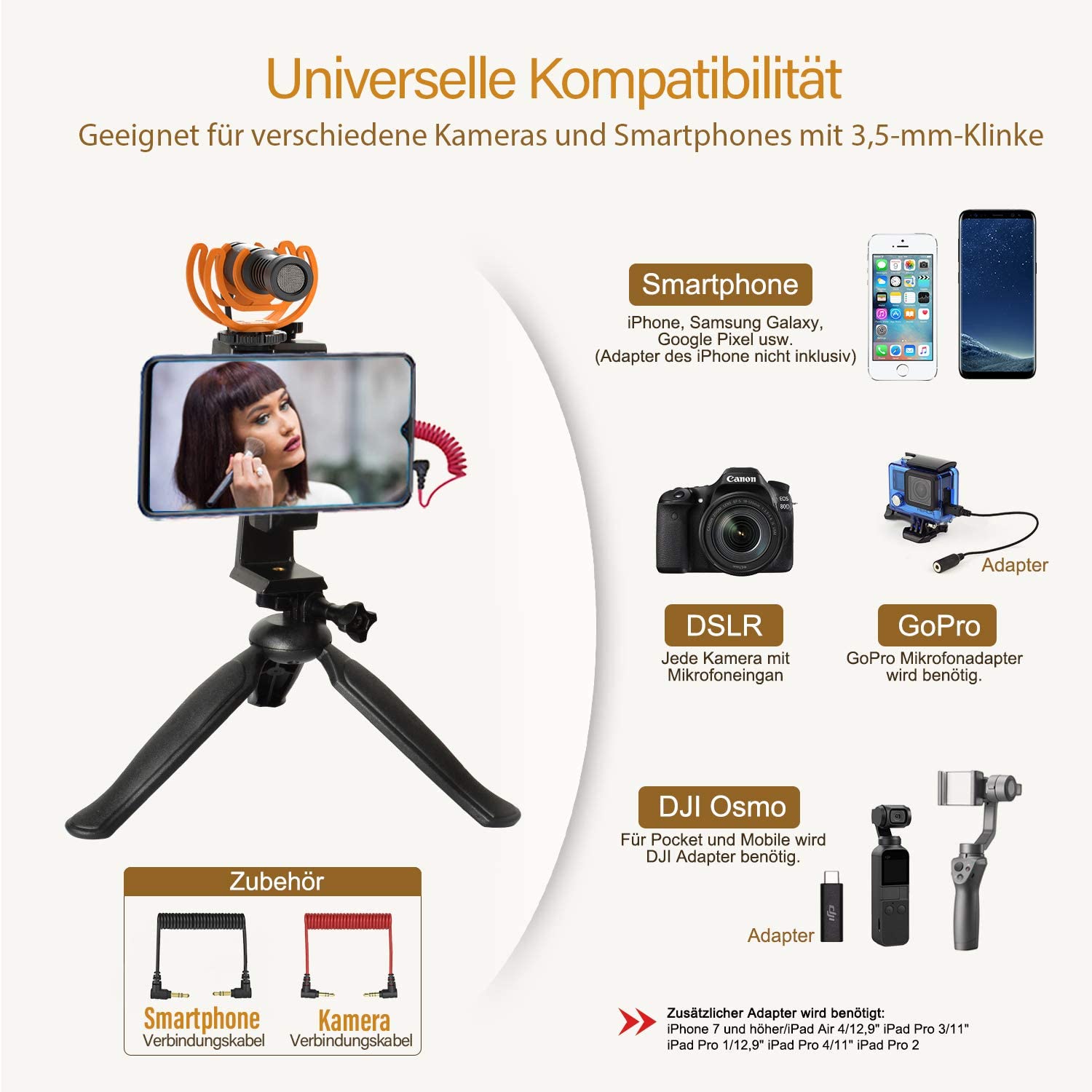 Pixel M80 Video Microphone, Microphone Caméra Compact avec Support Antichoc, 3.5mm Mic pour iPhone/Android/Appareil Photo/PC/Tablette - Vidéaste Interview Streaming Youtubeur Volg