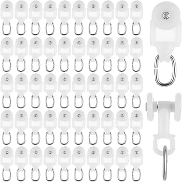 50 Pcs Curtain Track Glider Rollers Hooks Curtain Track Glider Ceiling Tracks Hooks Rail Gliders Mute Wheel Ball Pulley for 23 * 28mm Rails Inner Diameter