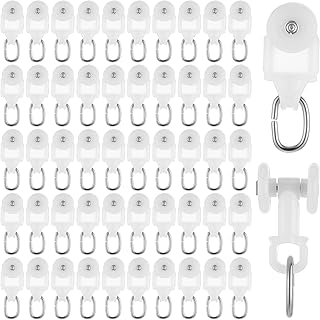 50 Pcs Curtain Track Glider Rollers Hooks Ceiling Sliding Curtain Rail Glider Tracks Accessories Mute Wheel Rollers Ball Pulley for Living Bedroom Shower Privacy Rv Garage Room Dividers