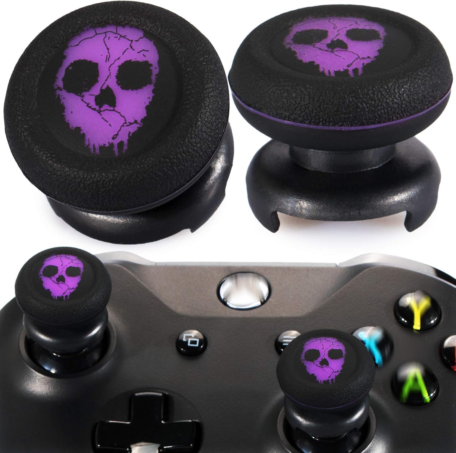 Playrealm FPS Thumbstick Grip Agarres para el Pulgar Extensor Y Impresión Caucho Silicona Apretón Cubrir 2 juegos para Controlador Xbox Series X/S y Xbox One (Fantasma Púrpura)