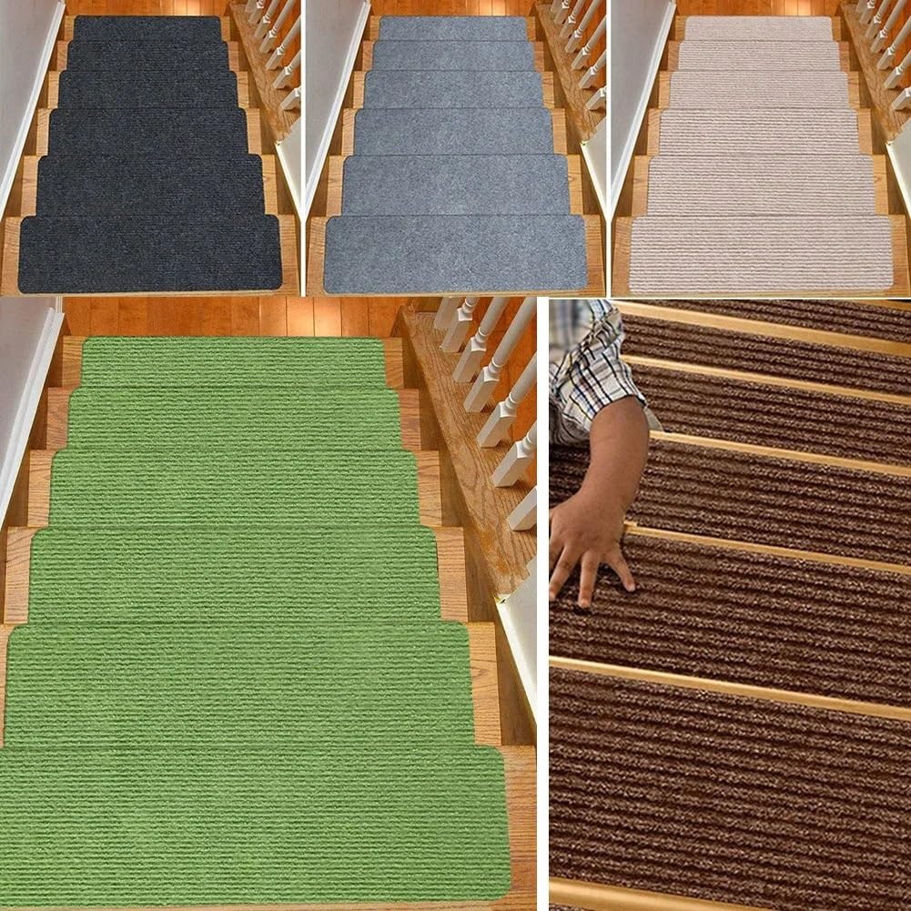 Gradini per Scale. Gradini for Scale autoadesivi Antiscivolo in Moquette, Fibra Sintetica, Confezione da 5, Multicolore(5pcs Green)