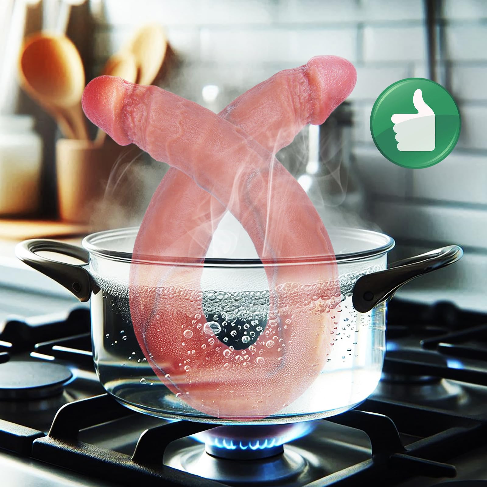 Dildo bifacciale extra large 50 x 4,2 cm, giocattolo dildo gigante spesso, massaggiatore realistico bifacciale XXXL grande, pene in silicone extra lungo, giocattolo lesbico extra largo