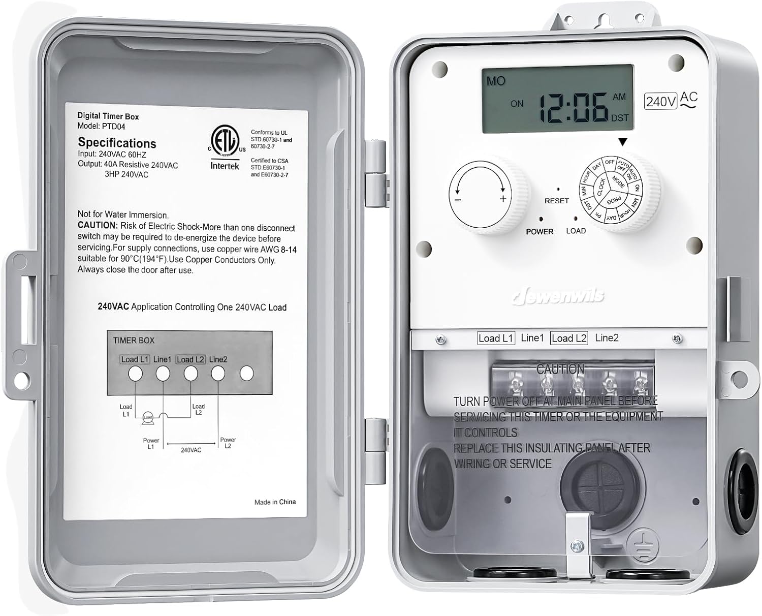 DEWENWILS Pool Pump Timer, Outdoor Digital Timer Box, 3HP 40A 240VAC, 7-Day 12 ON/Off Programmable Timer Switch for Pool Pump, Water Heater, Pool Filter, Landscape Lights, ETL Listed