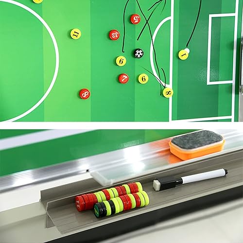 Miniatura 6 de Tabla magnética de entrenamiento de fútbol, tabla grande de tácticas de fútbol móvil, 40 x 28 pulgadas, marcador de borrado en seco, tabla rodante