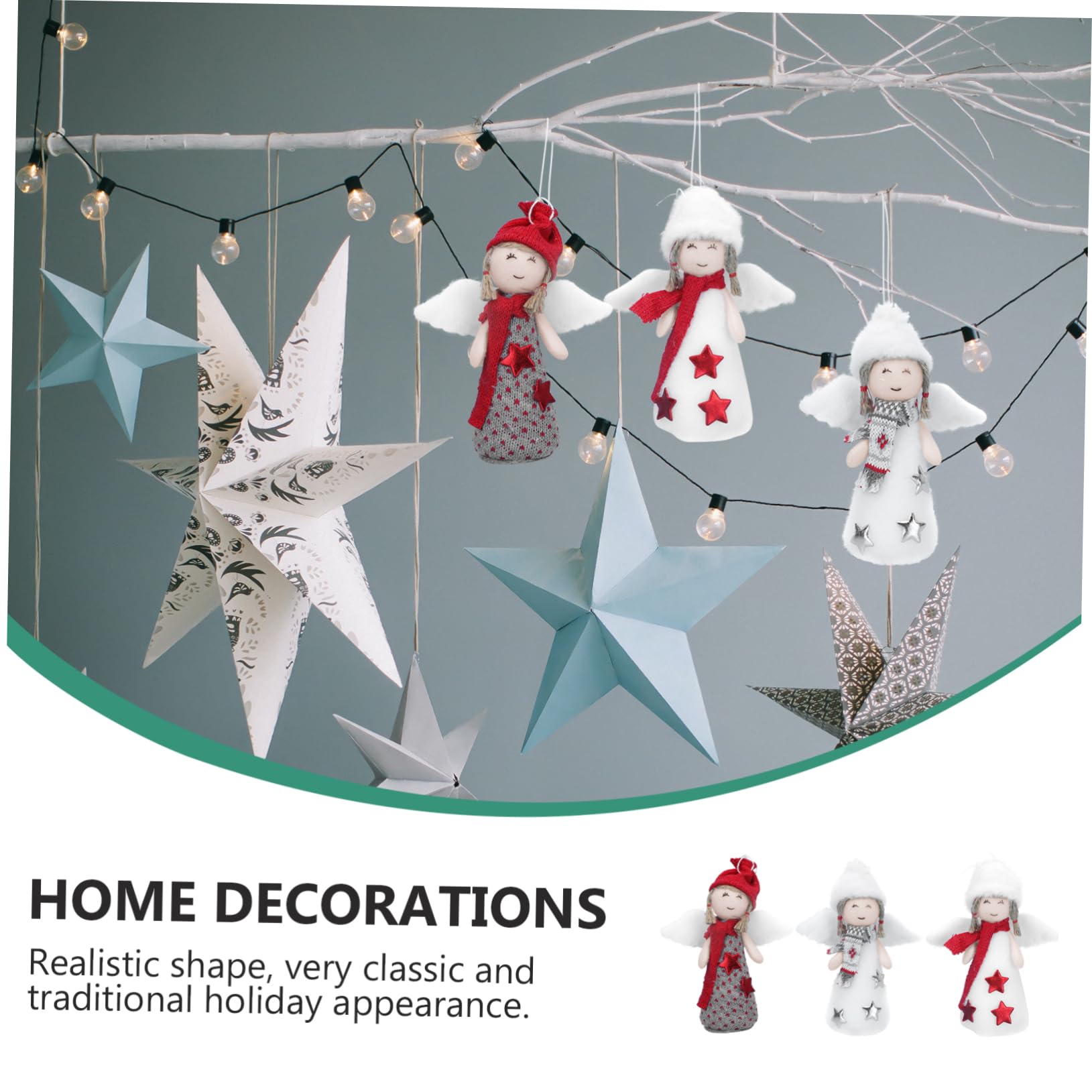 Zerodeko 8 Juegos Adornos Navideños Adornos Navideños De Ángel De Navidad Luces LED para Dormitorio Mini De Estrellas as Bombillas De Alas De 3 Piezas * 8