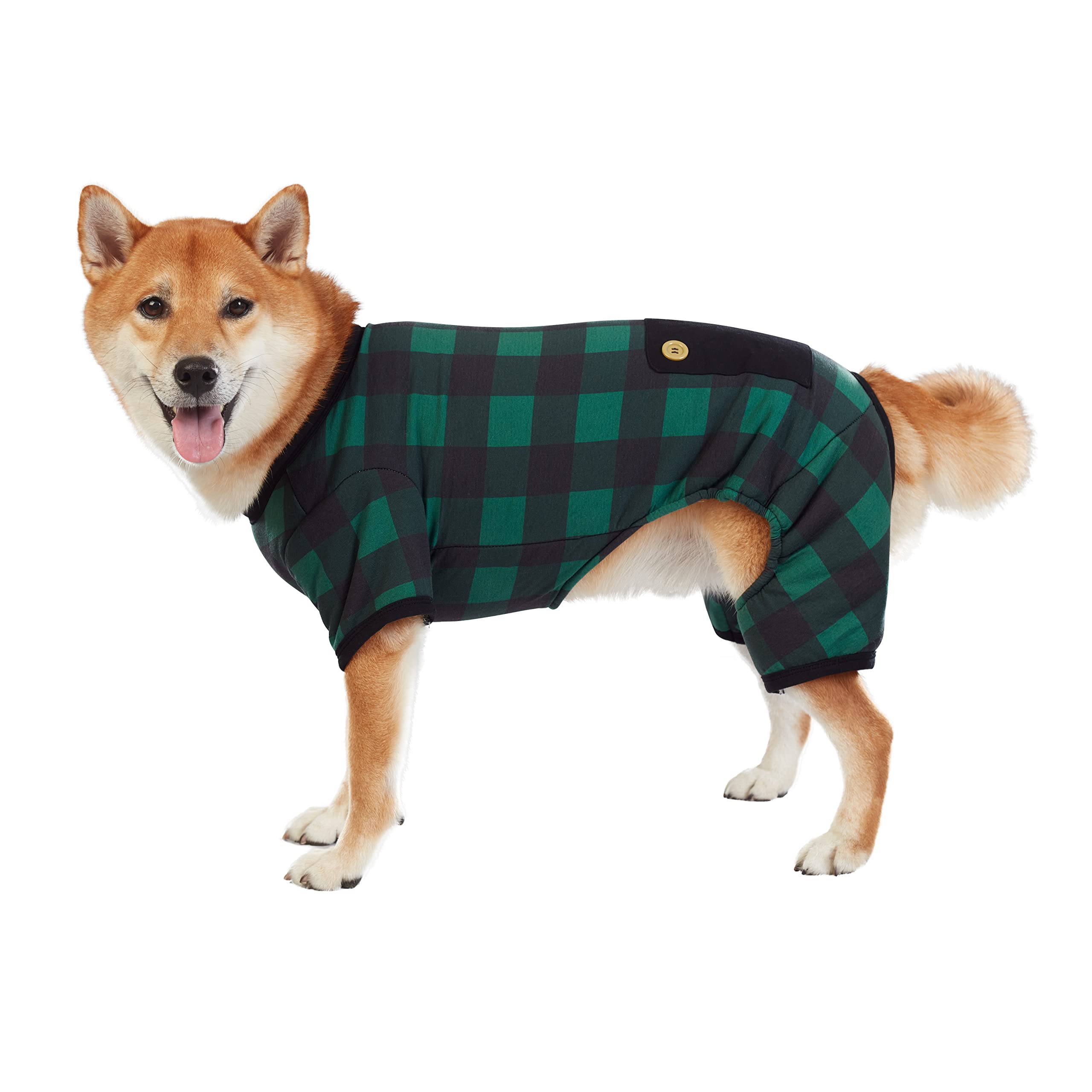 Best Furry Friends Pajamas for Dogs, Green Buffalo Check, Large
