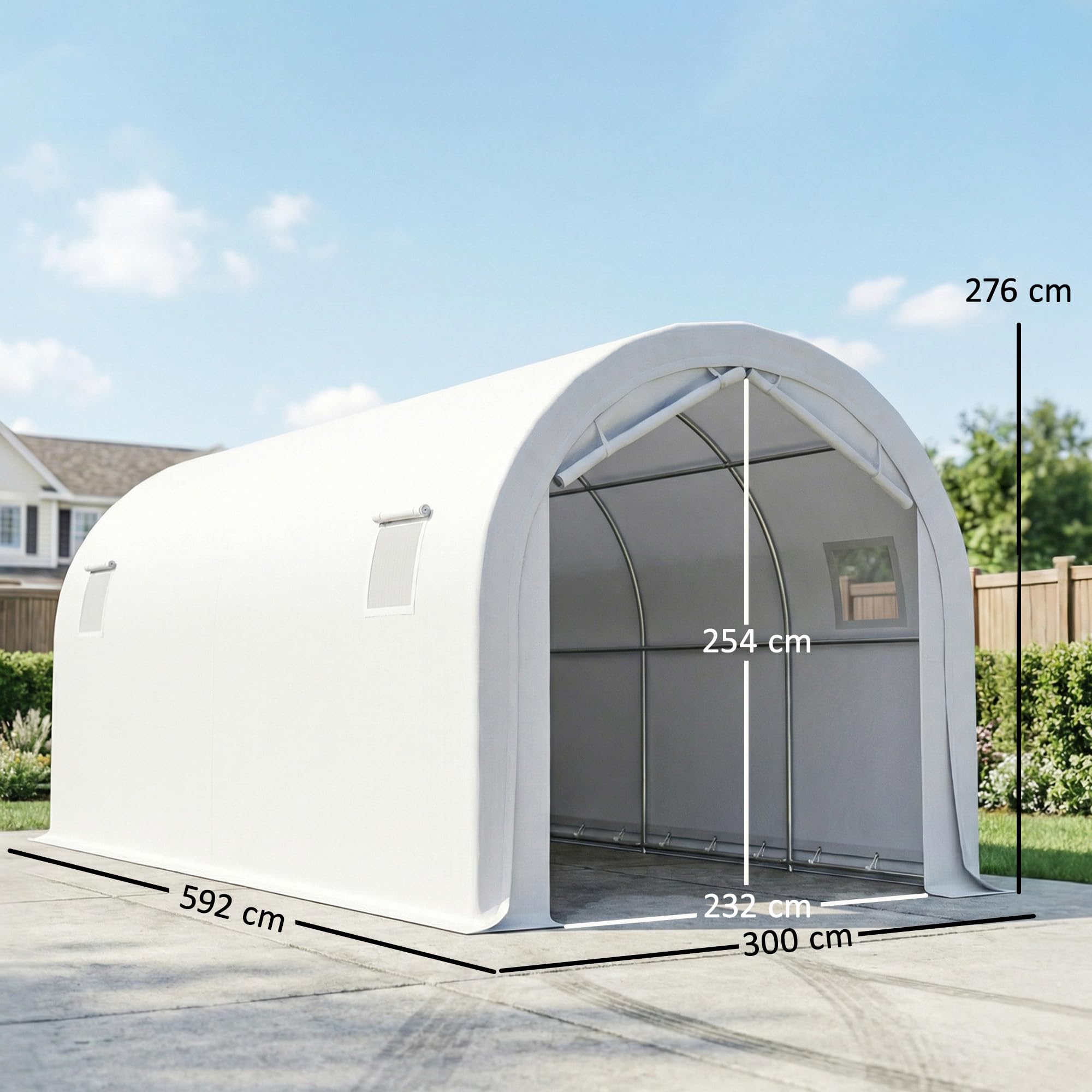 Outsunny Tente Garage Portable 3x6m imperméable Porte Enroulable Blanc