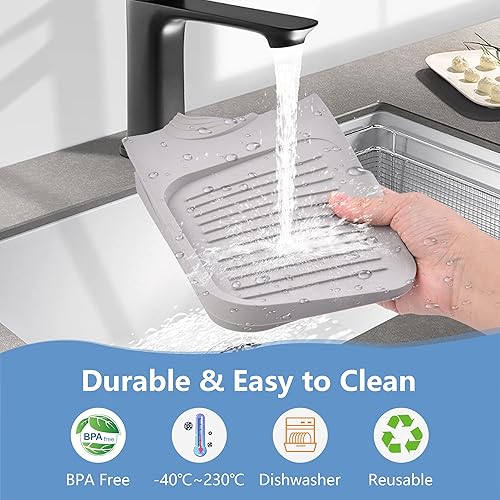 Miniatura 5 de Protector contra salpicaduras para fregadero de cocina, bandeja colectora de goteo con mango de grifo de silicona, se adapta a grifos de 2.5