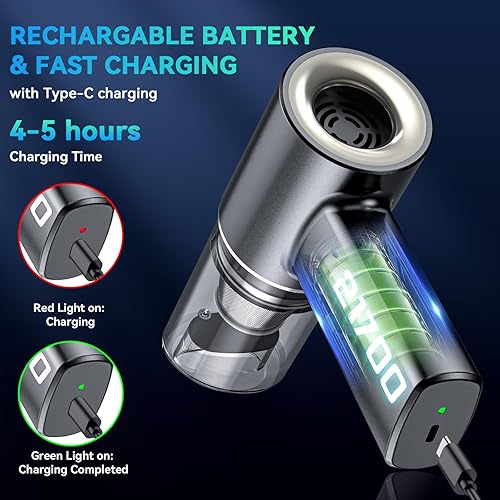 Miniatura 3 de Aspiradora portátil inalámbrica con motor sin escobillas, potencia de succión de 16000 PA, plumero de aire comprimido 3 en 1 y soplador de aire y