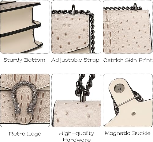 Vista 5 de MYHOZEE Bolsos cruzados para mujer - Bolso de mano con estampado de serpiente, bolsos de hombro con cadena de cuero, bolsos de noche