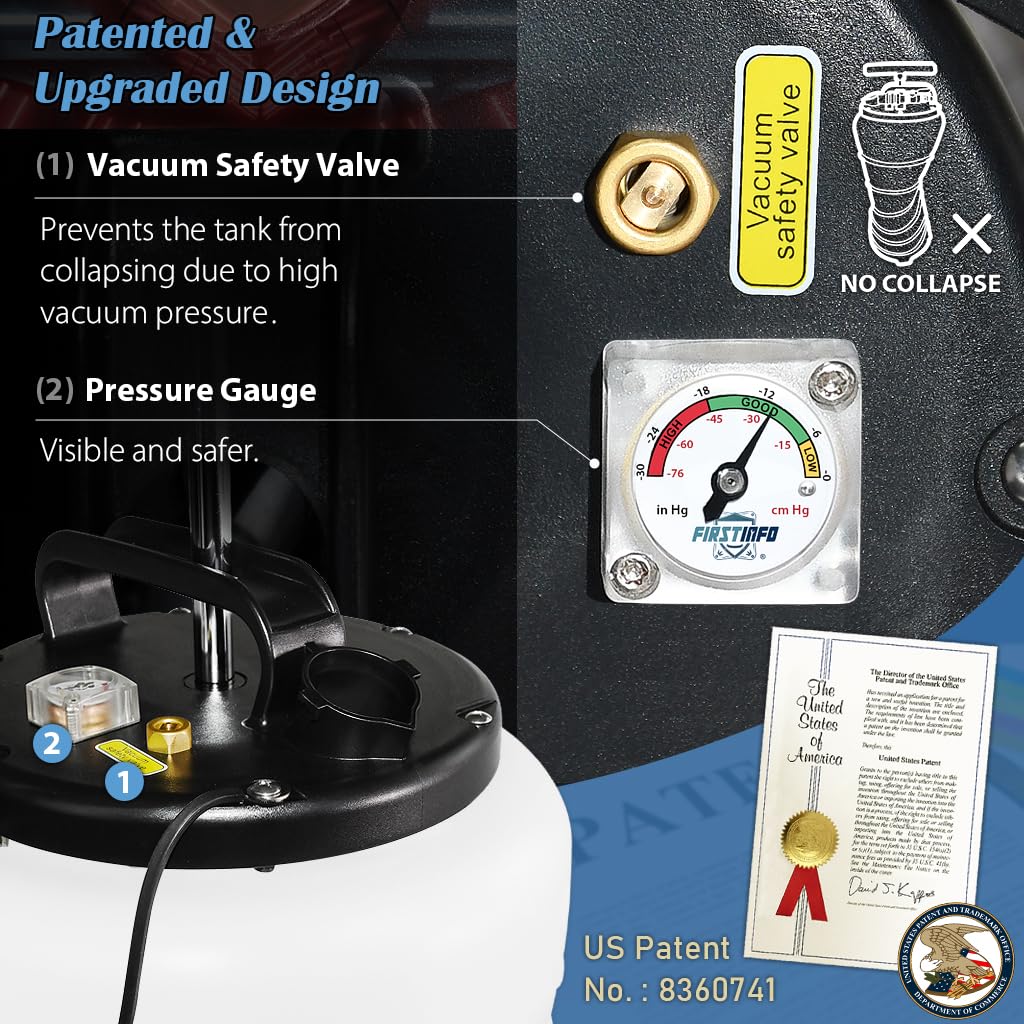 FIRSTINFO A1106H | 15L Manuale | Pompa Estrattore Olio Liquido | Pompa Aspirazione Olio | per Auto, Moto, Motori