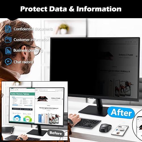 Miniatura 4 de FILMEXT Paquete de 2 filtros extraíbles de pantalla de privacidad de computadora de 24 pulgadas para monitor de escritorio/monitor sin marco todo en