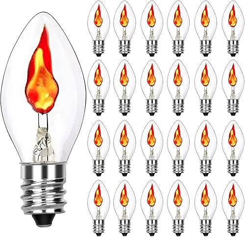 SUNSGNE C7 - Bombillas parpadeantes de llama, lámpara de araña transparente de 1 vatio, bombilla decorativa parpadeante para Halloween, Navidad,