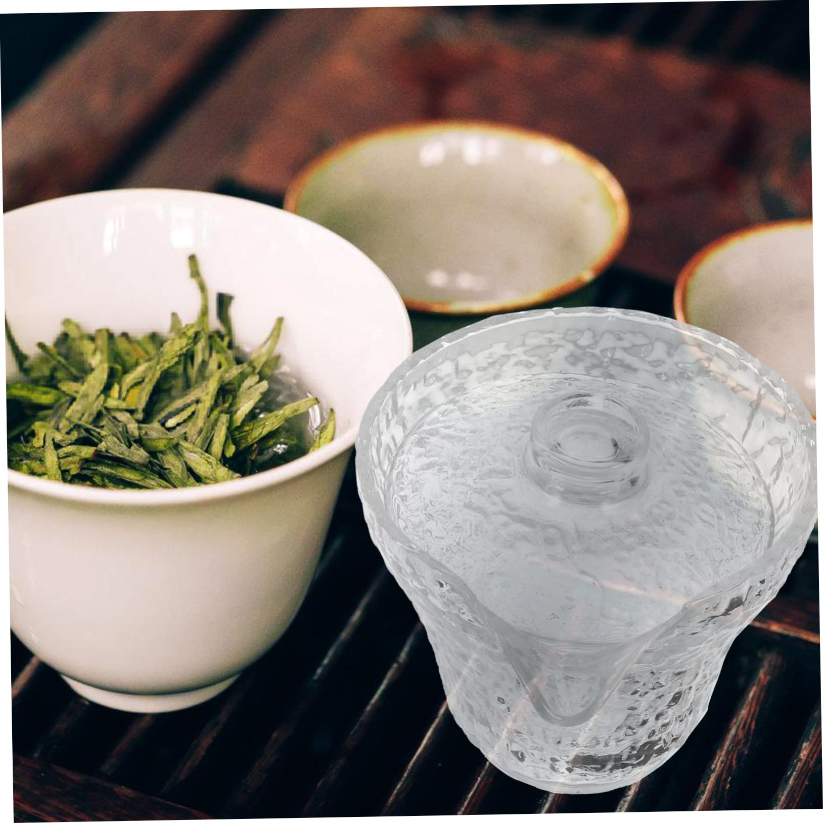 BESTYASH Glas Teegeschirr Satz Hitzebeständig mit Teezubereitung für Tee und Kaffee Kleine Teetassen Zubehör Chinesisches Teeservice Transparent Langlebig