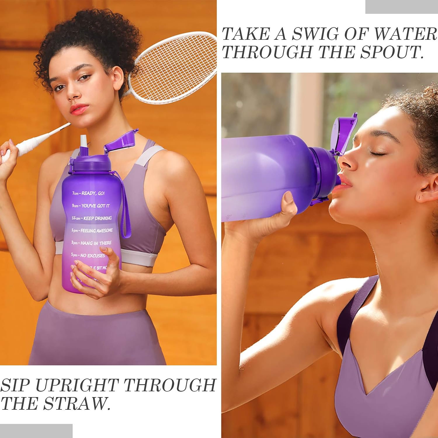 128 oz/1 Gallon Water Bottle with Straw & Time Marker-BPA Free Big Motivational Sports Water Bottle Leakproof Large Tritan Frosted Plastic Gym Huge Water Jug for Women Men to Drink Enough Water Daily