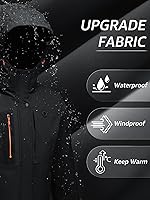 Vista 7 de Chaqueta térmica impermeable a prueba de viento para hombre, con capucha, aislada, ligera, abrigo de nieve de invierno con múltiples bolsillos