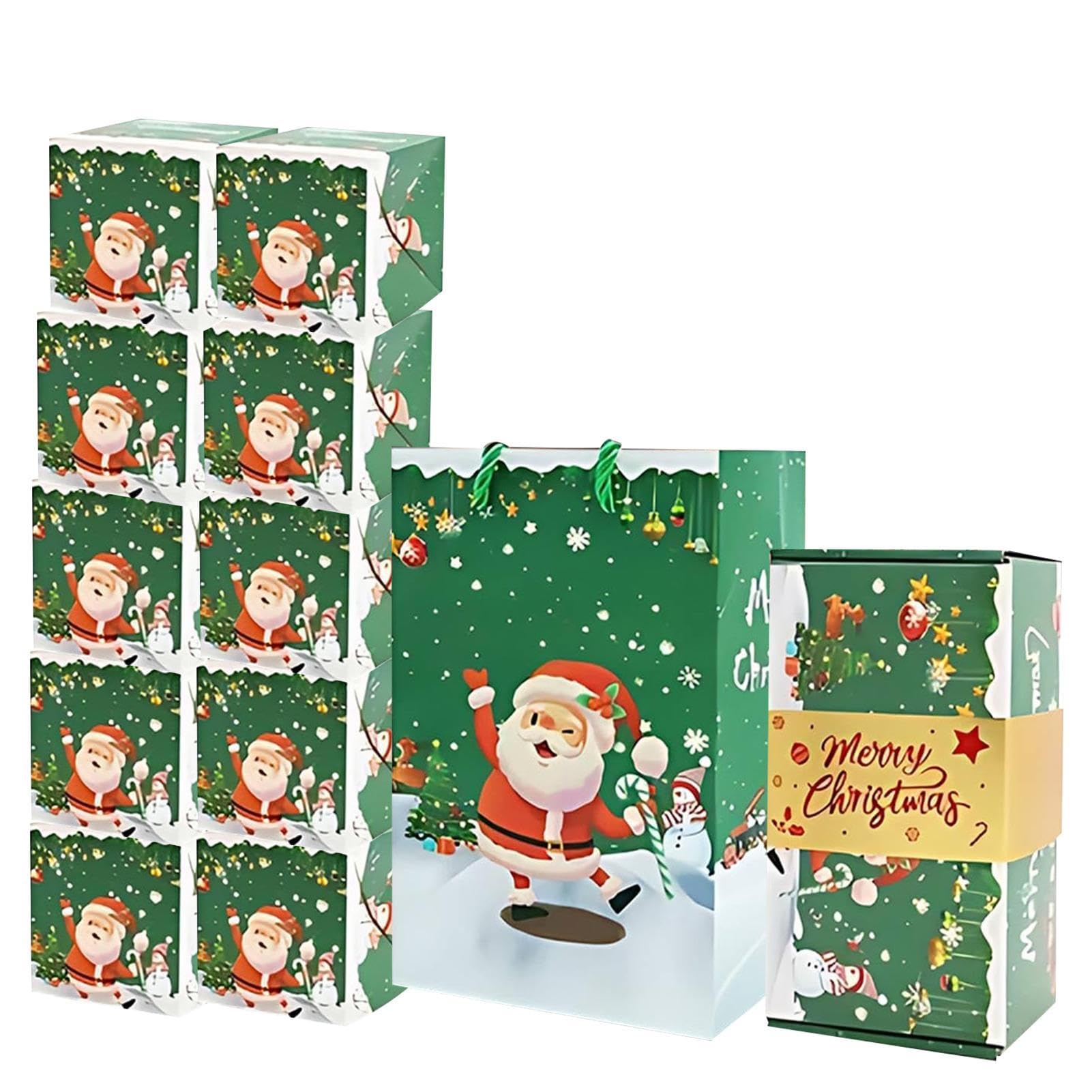 Christmas bouncy box, foldable bouncy box for Christmas, bouncing romantic box for money and jewellery, green envelope, party favour paper box, creative Christmas party accessories for lovers,