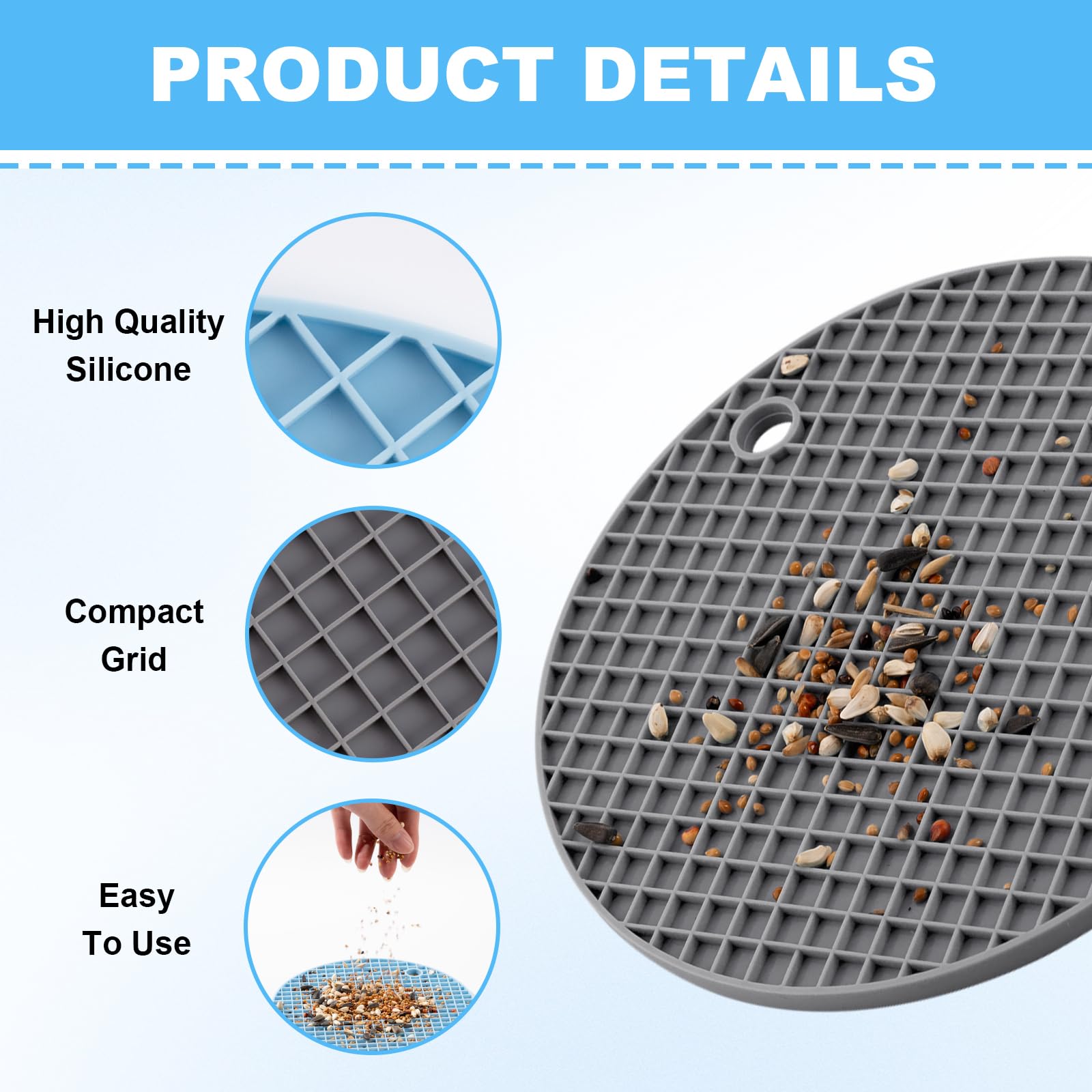 2pcs Bird Foraging Puzzle Toy, Silicone Bird Slow Feeder Mats, Parrot Cage Accessories, Foraging Toys Fit for Parakeet, Cockatiel, African Grey, Conure, Budgie - image 3