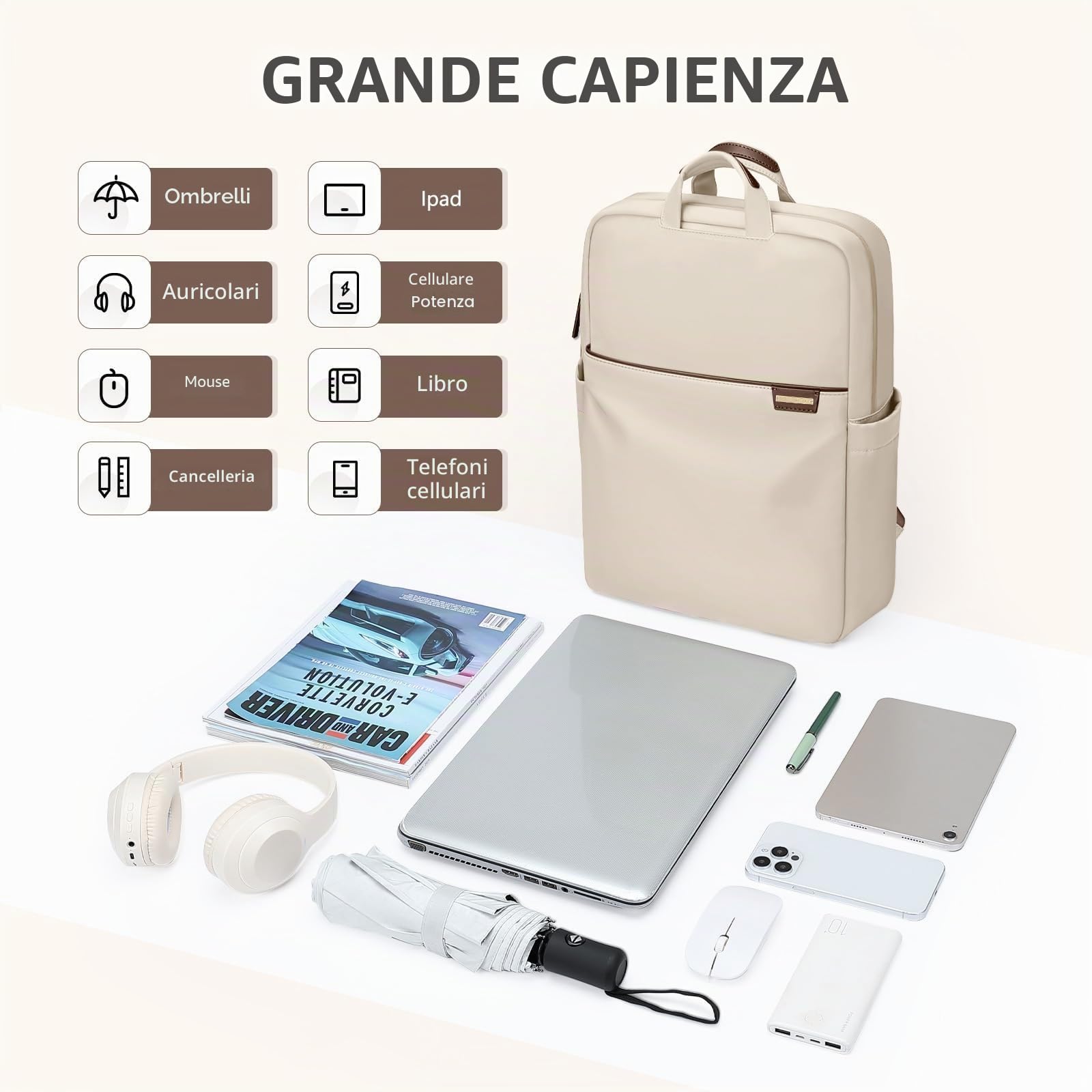 Zaino Porta PC Donna,Multifunzione 17.3 Pollici Zaino Donna Antifurto Zaino Scuola Zaino per Computer Zaino da Viaggio,Borse da Cabina per Easyjet, Zaino per Università