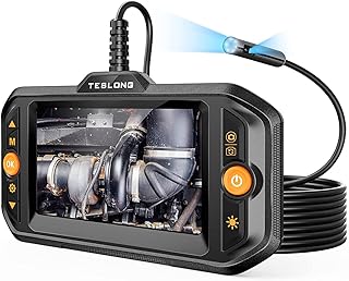 Teslong Dual Lens Endoscope Inspection Camera, 4.3 Inch Screen Borescope, IP67 Waterproof Sewer Camera, 32GB TF Card, 16.5FT Semi-Rigid Cable (16.5FT)