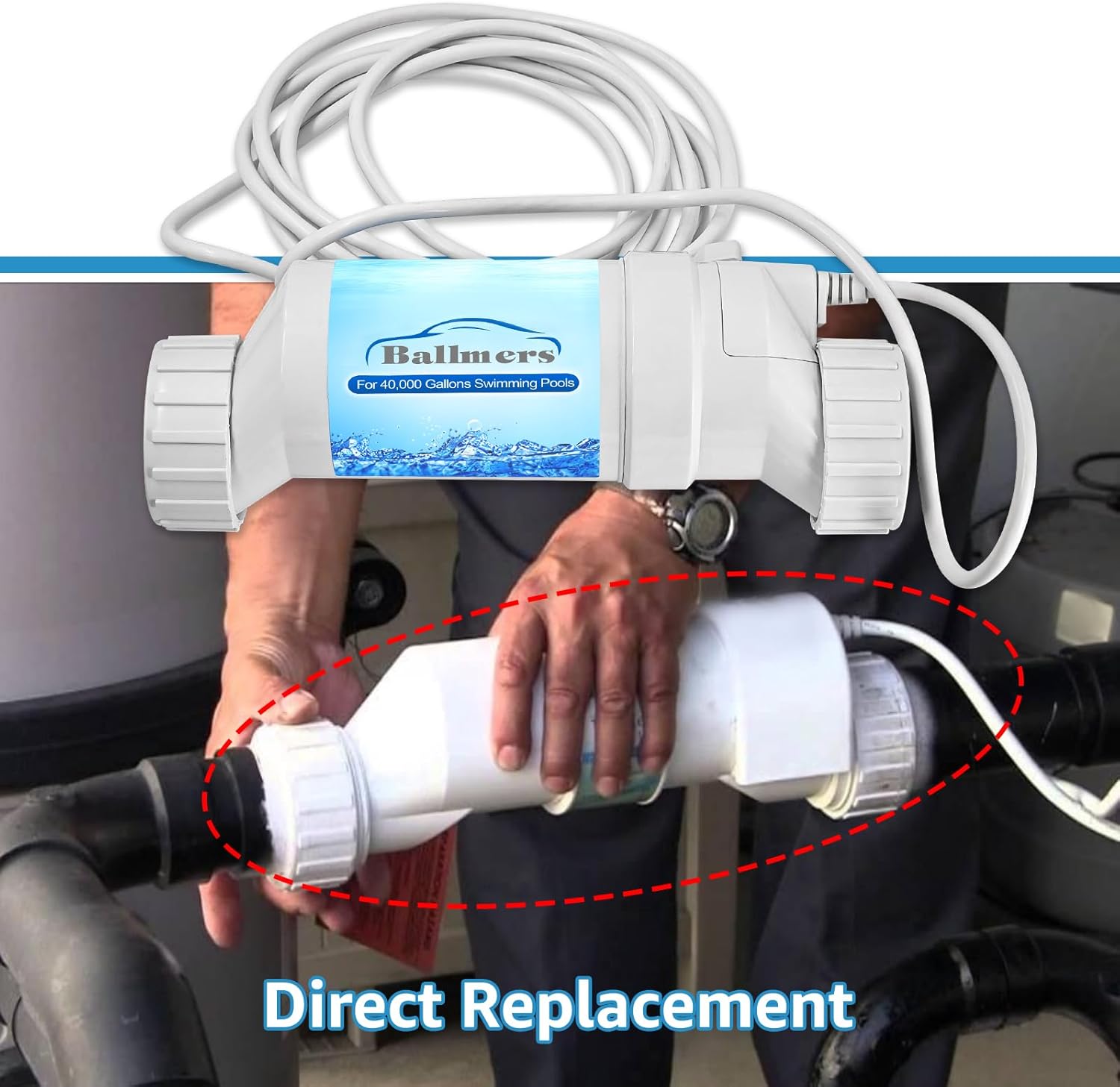 T-CELL-15-SWP Salt ChIorination Cell Replacement for Hayward, T15 Salt Cell for In-Ground Swimming Pools up to 40,000 Gallons Replace for W3T-C-E-LL-15 T-15 Salt Cell Replacement