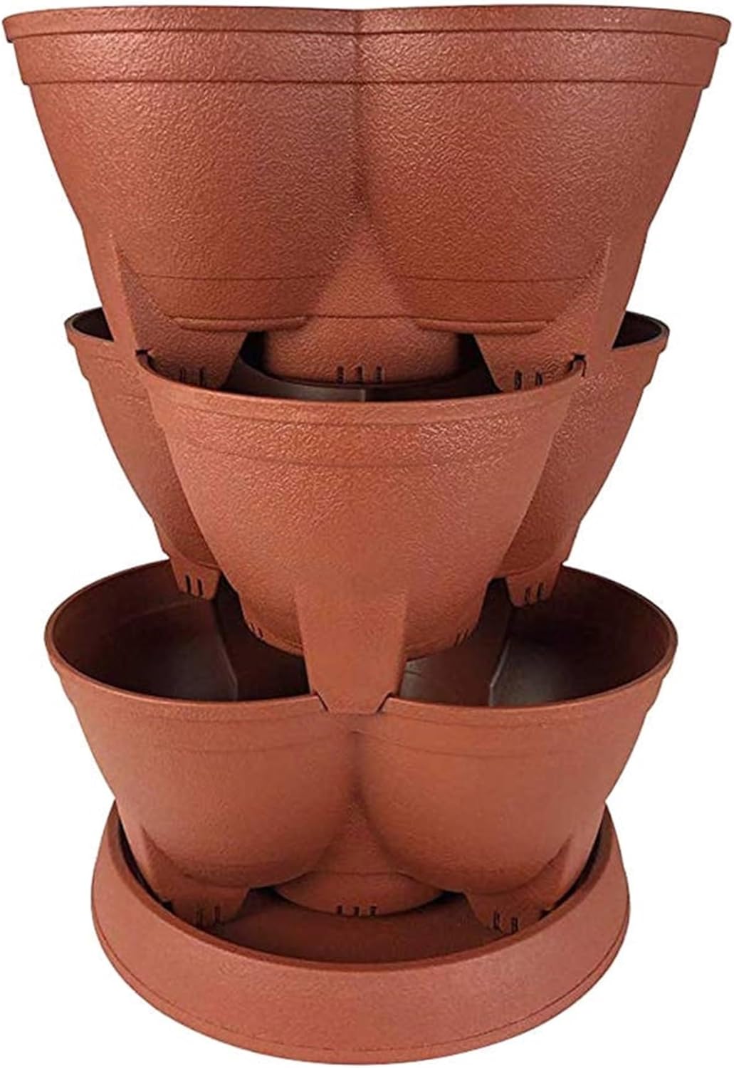 Stackable Planter – 30 Quart Capacity, Brick Red - Vertical Garden for Herbs, Vegetables, Fruits, Flowers, Succulents – Indoor/Outdoor Tiered Planter