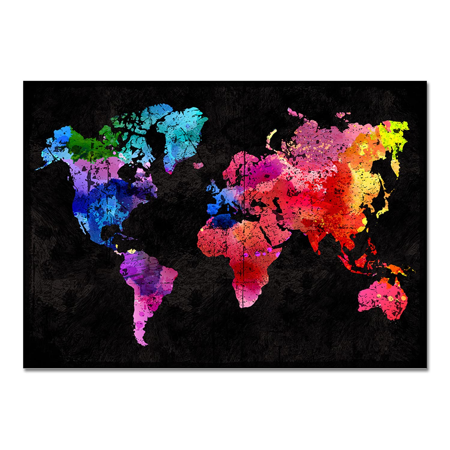 Giallobus - Quadro - Mappa del mondo Acquerello - Vetro acrilico Plexi - 70x50 - Pronto da appendere - Quadri moderni per la casa