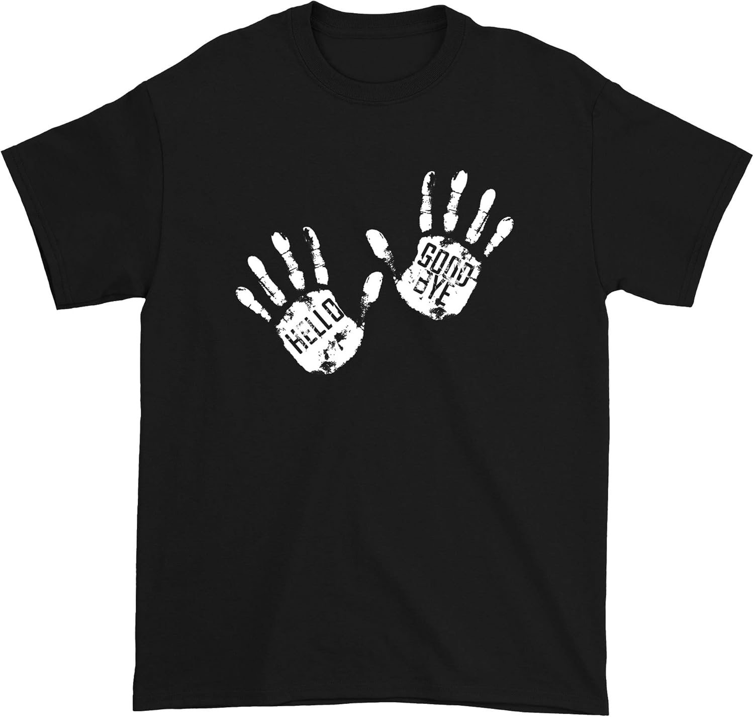 FerociTees Mens Umbrella Klaus Hello Goodbye Hands T-Shirt