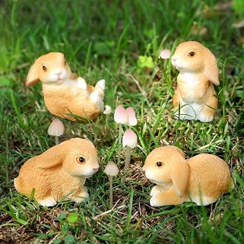 8pcs Miniature Gardening Rabbit Fairy Garden Figurine Interior Rabbit Object Animal Cute Ornamental Decoration Resin Office Resin Fairy Garden House Decor Entryway Cute Fairy House Fairy