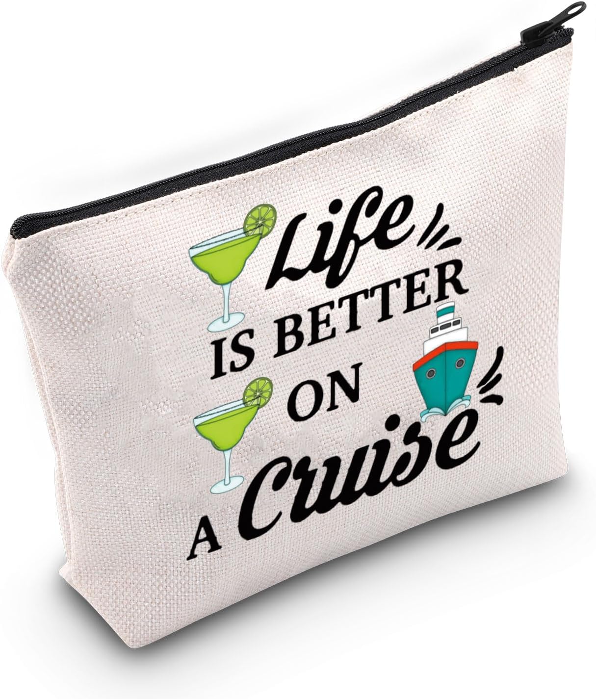 ZJXHPO Cruise Vacation Cosmetic Bag Life Is Better On A Cruise Makeup Bag With Zipper Summer Vacation Travel Case Beach Life Gift - Image 2