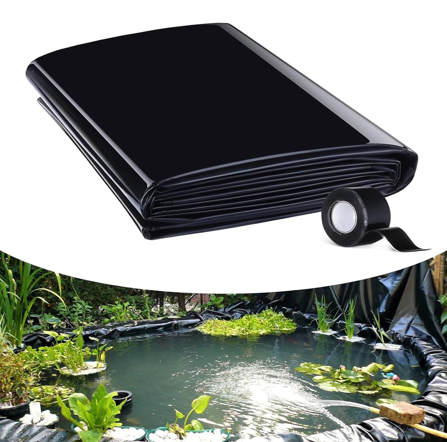 Cobertura para lagoa, lona para lagoas de jardim,cobertura para lagoa, capa para piscina de filme, Revestimiento de Caucho Negro para Estanque, lago para peixes grandes, Liner Gardens Pools（10×20m）