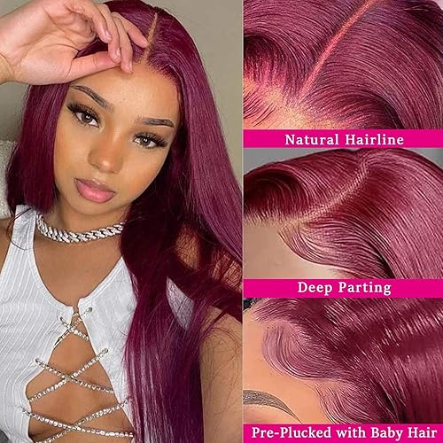Miniatura 7 de Straight Lace Front Wigs Human Hair Pre Plucked Hairline Glueless 180% Density 13×4 HD Transparent Wigs for Women Human Hair with Baby Hair Natural