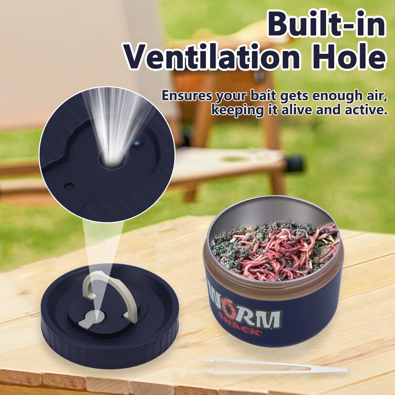 Fishing Bait Container, Insulated Stainless Steel, Live Bait Storage, Worm Storage Box, Nightcrawler Box, Bait Tank, Compact and Durable,Small and Portable, Keeps Bait Fresh and Alive image 2