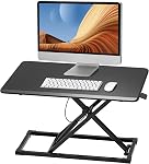 75cm Height Adjustable Standing Desk Converter, Sit to Stand Desktop Riser for Monitor and Laptop, Ergonomic Workstation for Home and Office, Black
