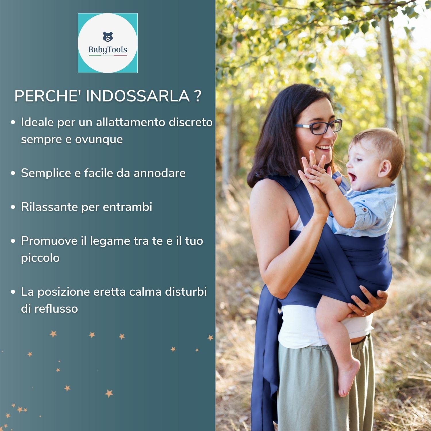 Fascia Neonato (100% Made In Italy) Con 2 BAVAGLINI INCLUSI, Fascia Porta Bebe In Cotone Organico, Fascia Neonato Porta Bebe In Tessuto Morbido, Leggero, Traspirante, Adatta Fino A 15 Kg