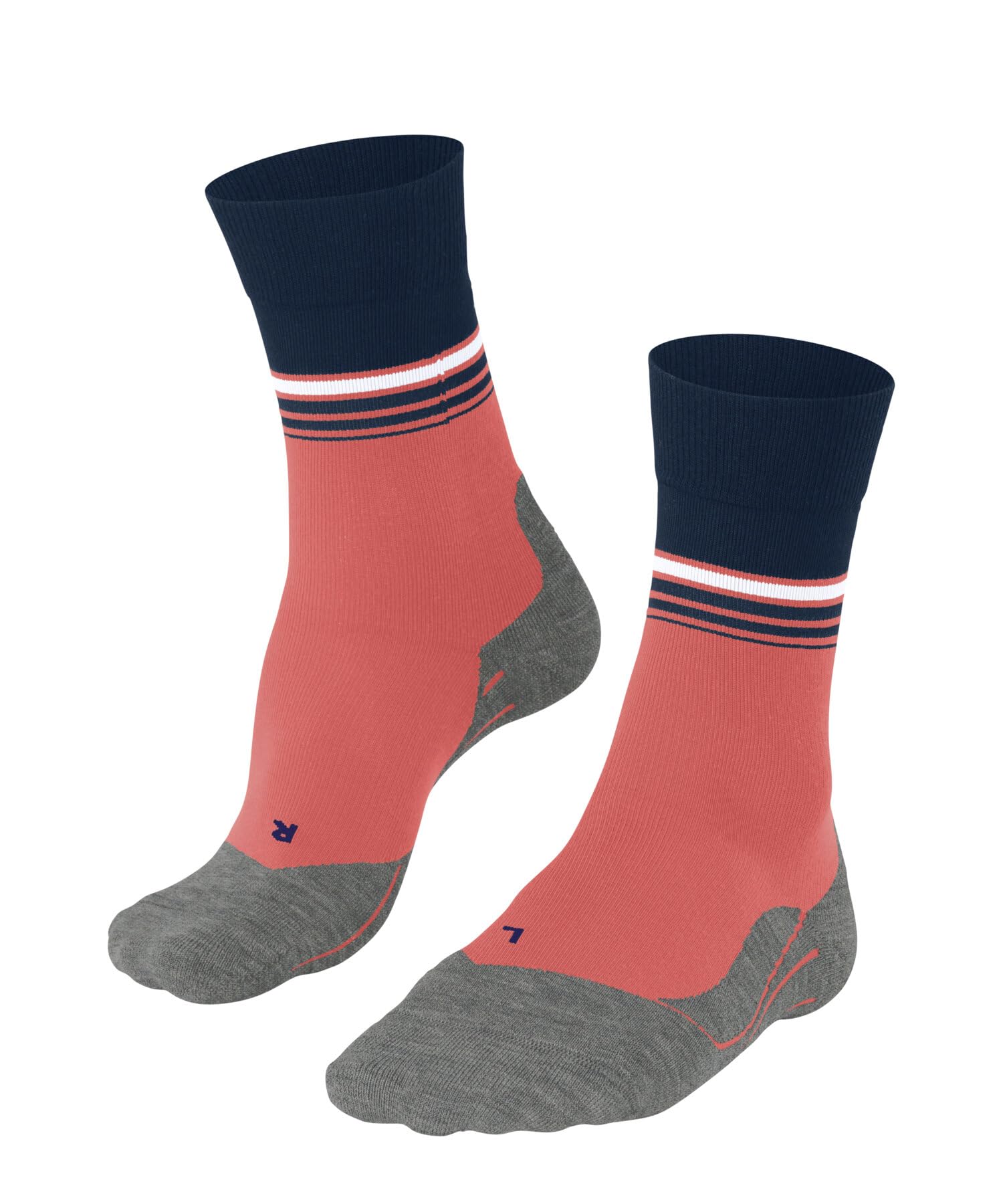 FALKE Women's RU4 Endurance Cool W So Functional Yarn Anti-Blister 1 Pair Running Socks, Orange Coral 8017 Stripe, 2.5-3.5