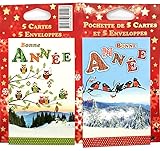 cartes voeux mariage gratuites à imprimer VARIÉTÉ: Lot de 5 cartes assorties avec différents motifs d'oiseaux et scènes hivernales permettant d'envoyer plusieurs messages personnalisés avec harmonie visuelle