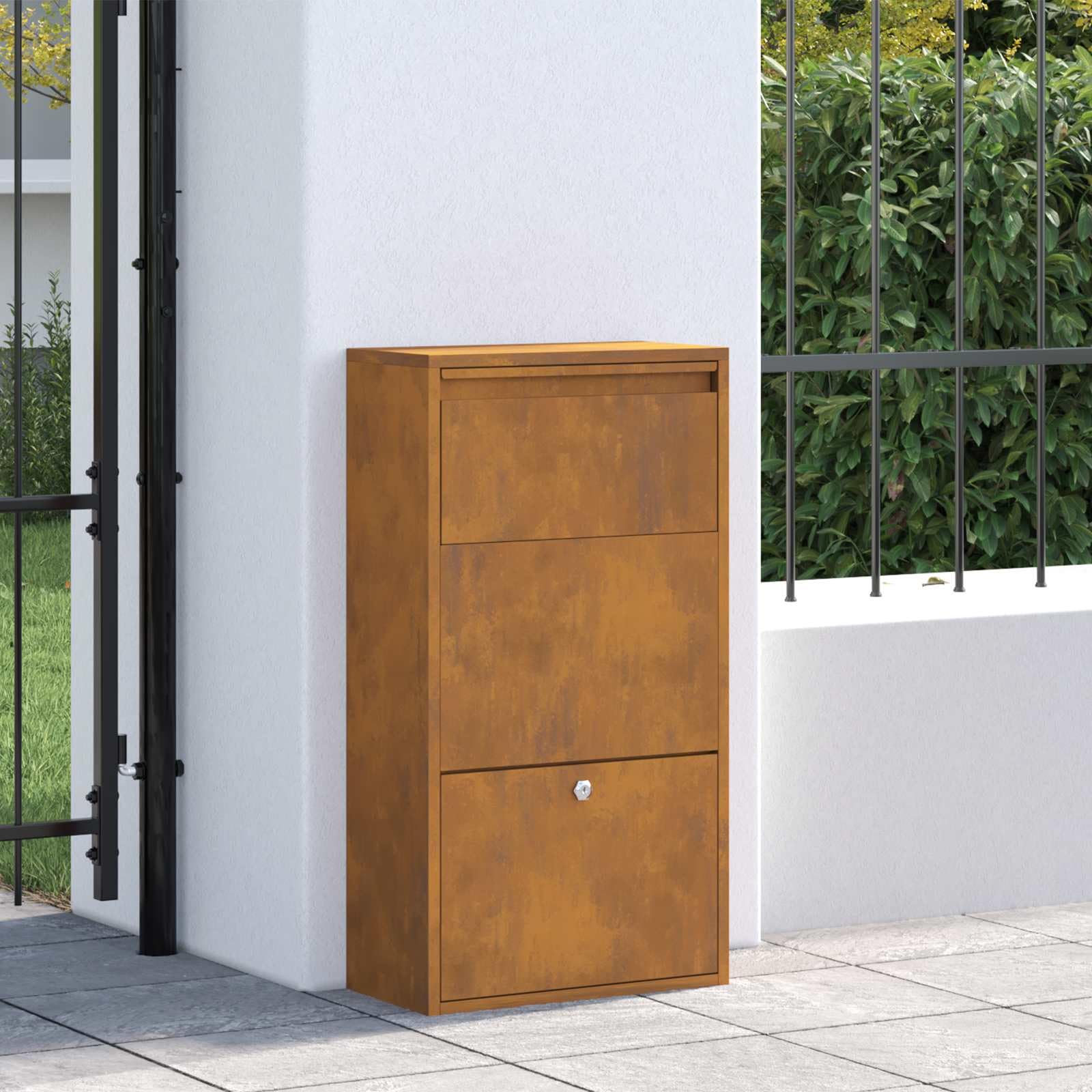 Paketdrop-Box - Caja con puerta (44 x 22 x 82 cm, acero galvanizado, se puede cerrar con llave)