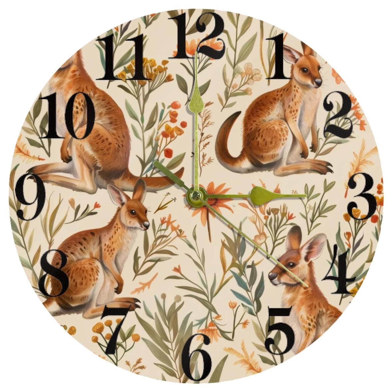 Horloge murale kangourou anti tic-tac pour sommeil tranquille