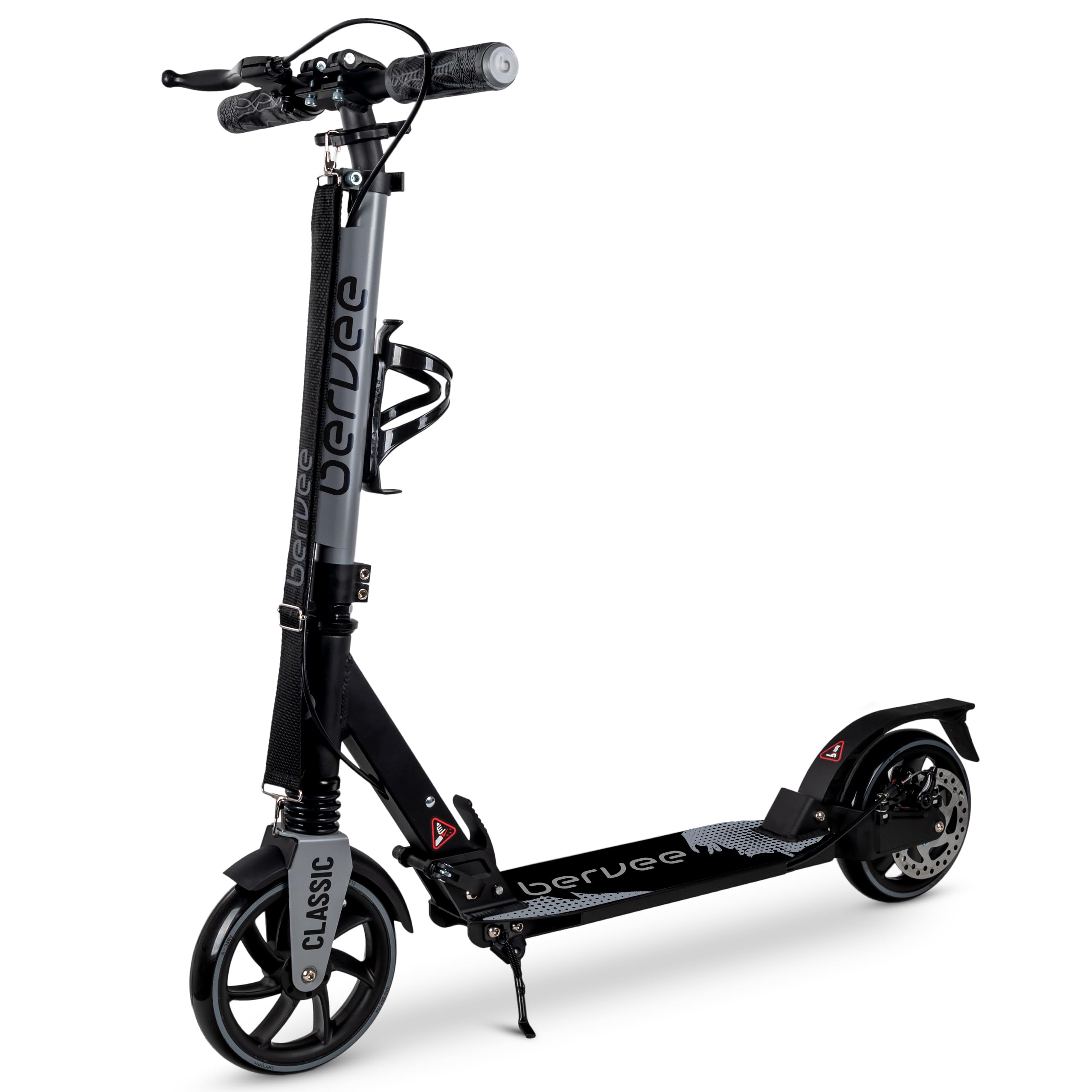 Bergen City Scooter Tretroller Classic klappbar - 200 mm Räder, Scheiben- & Fußbremse, 2× Federung, Aluminium Scooter höhenverstellbar, für Kinder ab 6 Jahre & Erwachsene bis 100 kg