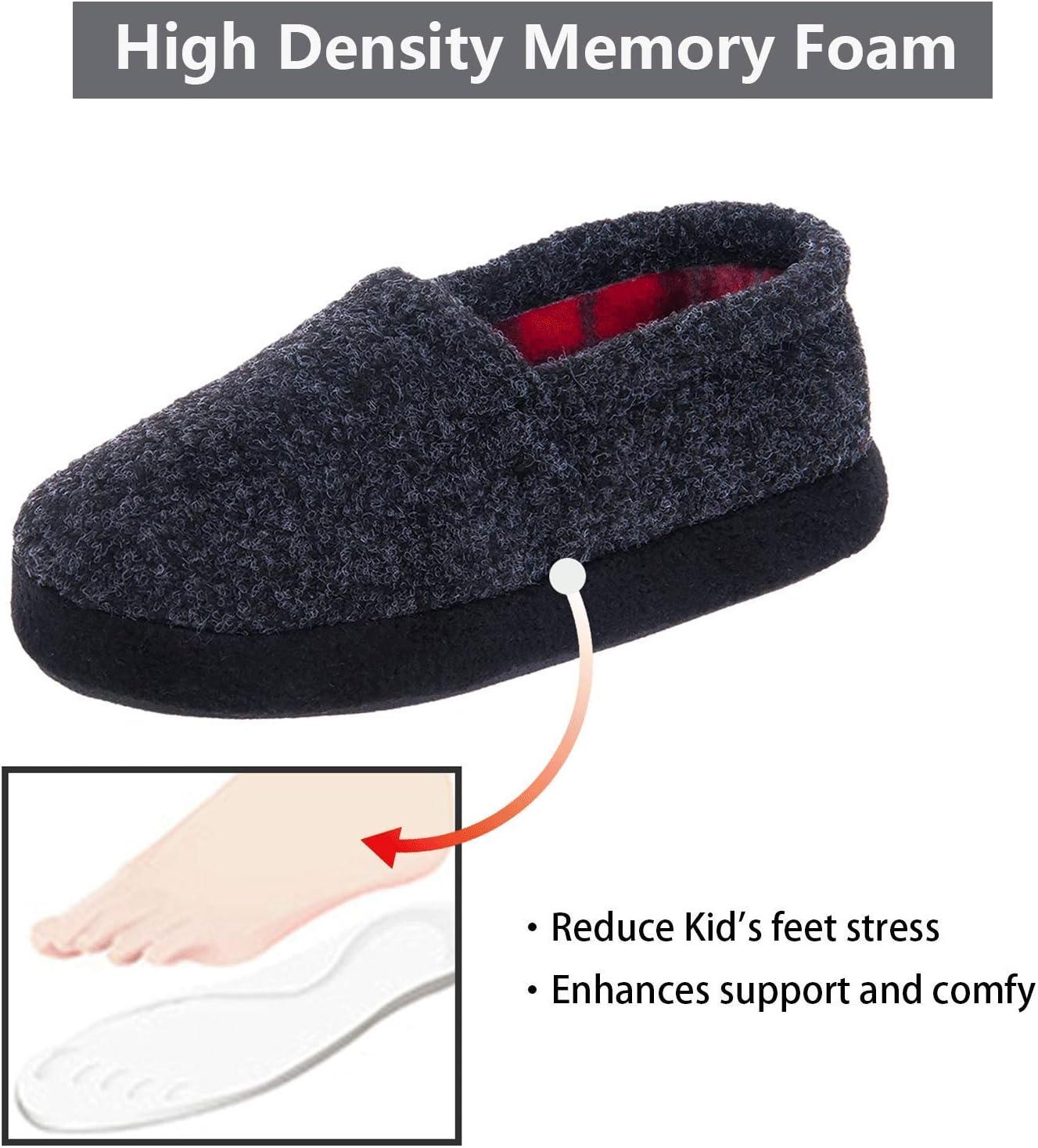 festooning Kids Boys Comfy Warm Indoor House Slippers Fleece Memory Foam Shoes - Image 4